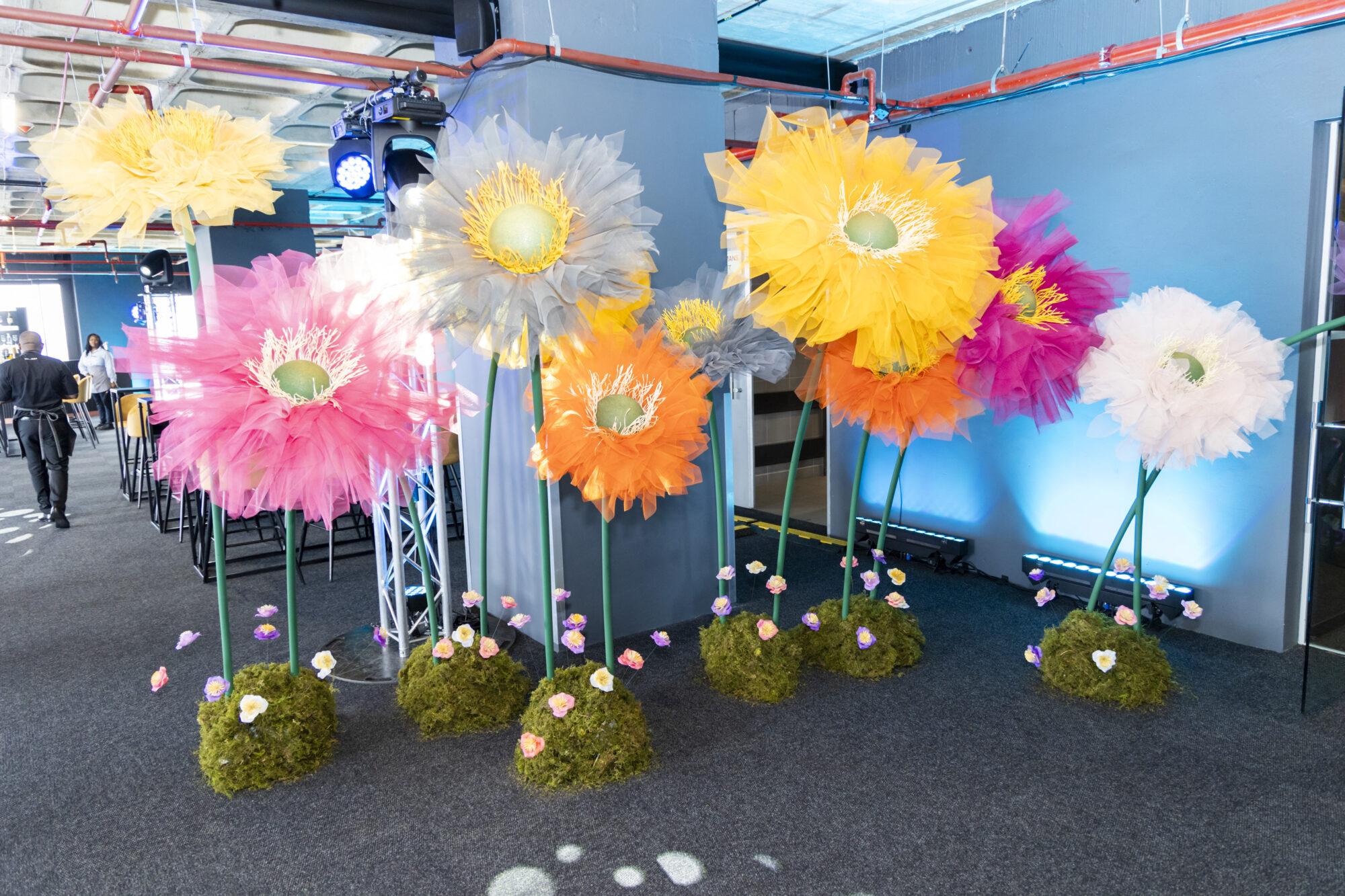 Over sized tulle flower decor pieces